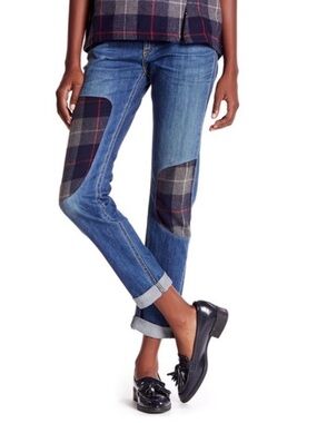 Rag & Bone Jeans The Dre Flannel plaid Patchwork denim jeans size 26